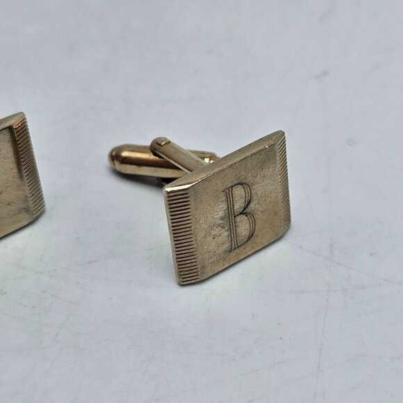 Vintage Gold Tone Monogram "B" Cufflinks For Men Mid Century - Picture 3 of 5